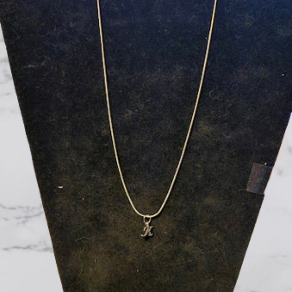Necklace 'K' Inital Silver Toned Hand Assembled